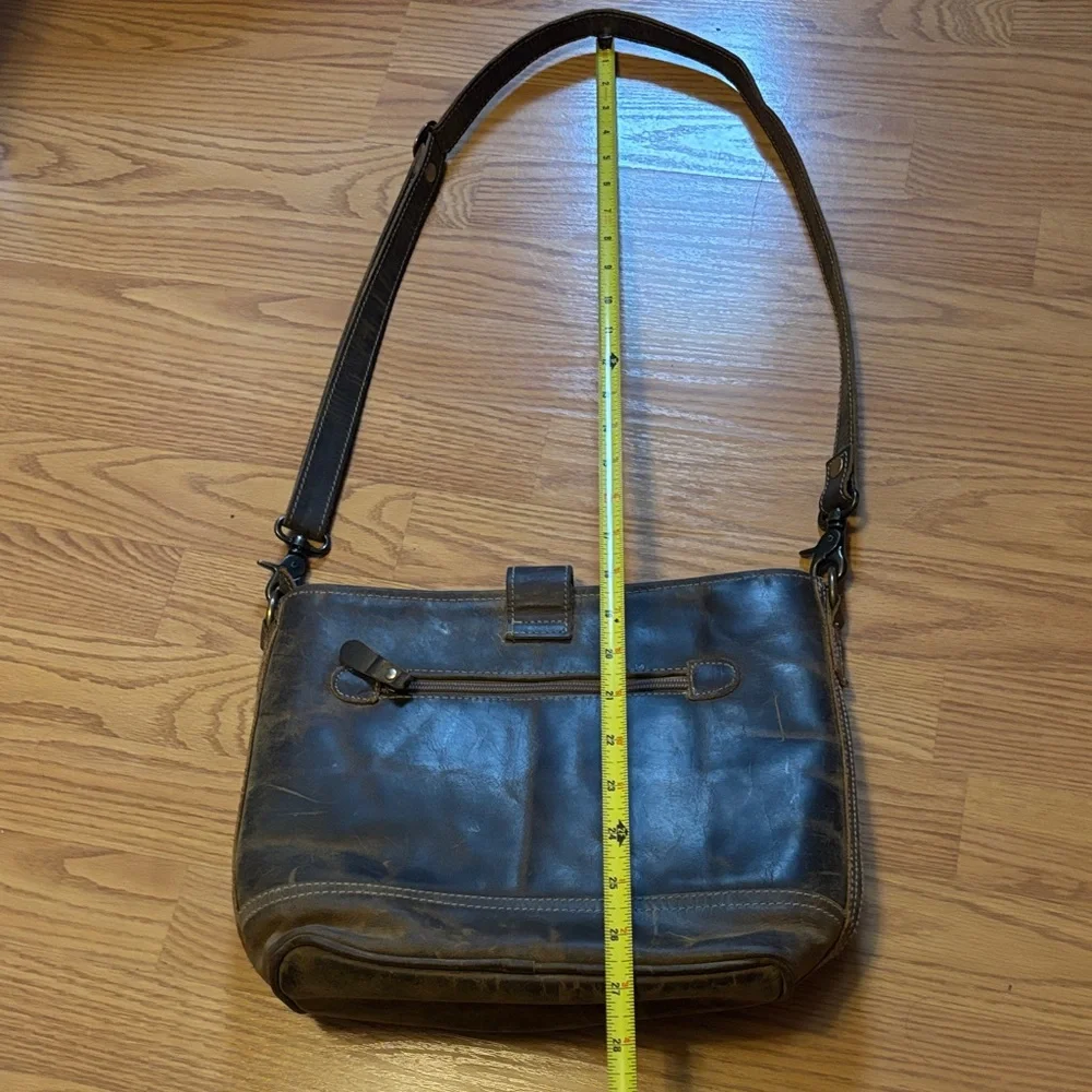 Myra Bag Dark Brown Leather Messenger Crossbody